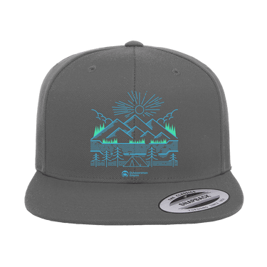 Camping Lines Embroidered Flat Bill Cap